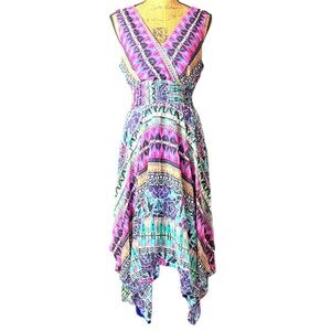 Chris McLaughlin dress v-neck bohemian asymmetrical Women’s size 8 | ab5